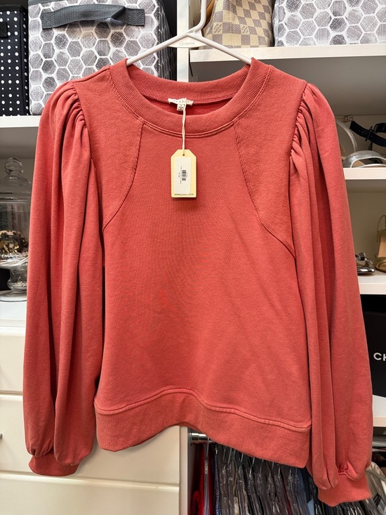 JODIFL Tops - JODIFL Puff-Sleeve Crewneck Sweatshirt in Dusty Coral